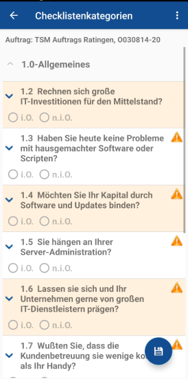 Winter-Dienst.App Vordefinierte Checklisten zum Objekt ausfüllen